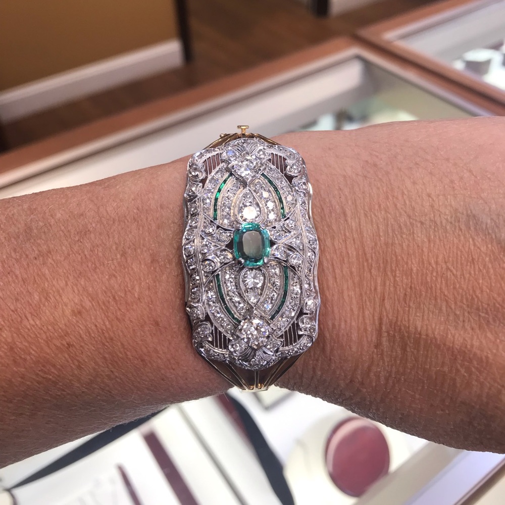 Diamond and emerald bracelet